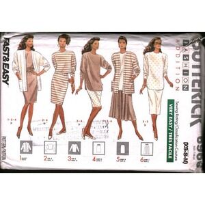 Vintage 1988 Butterick 6966 Sewing Pattern Misses Jacket Top Skirt Size XS S M